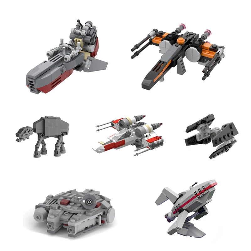 

Star Battle Ship Bricks Building Blocks Imperial Galactic Republic Gunship Mini Millennia Saker X Speeder Wing Toys For Children