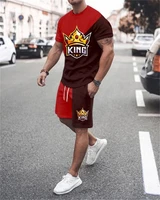 2022 spring summer new mens 3d printed t shirt set oversized 2 piece casual activewear sports o neck shorts mens fashion set