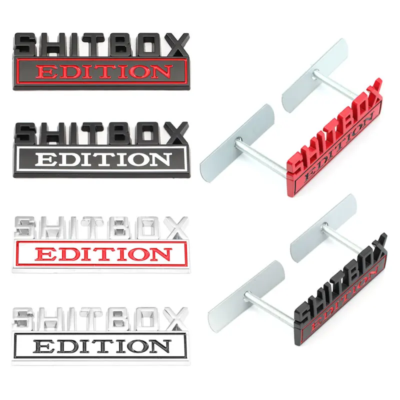 

Metal Alloy Car Body SHITBOX EDITION Emblems Grille Stickers for Jeep Wrangler Compass Liberty Renegade Cherokee Patriot Decals