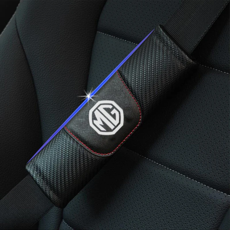 Для MG EZS GS Hevtor MG3 MG5 MG6 Zero 2 шт., углеродное волокно, кожаный ремень безопасности, подплечник, автомобильные аксессуары