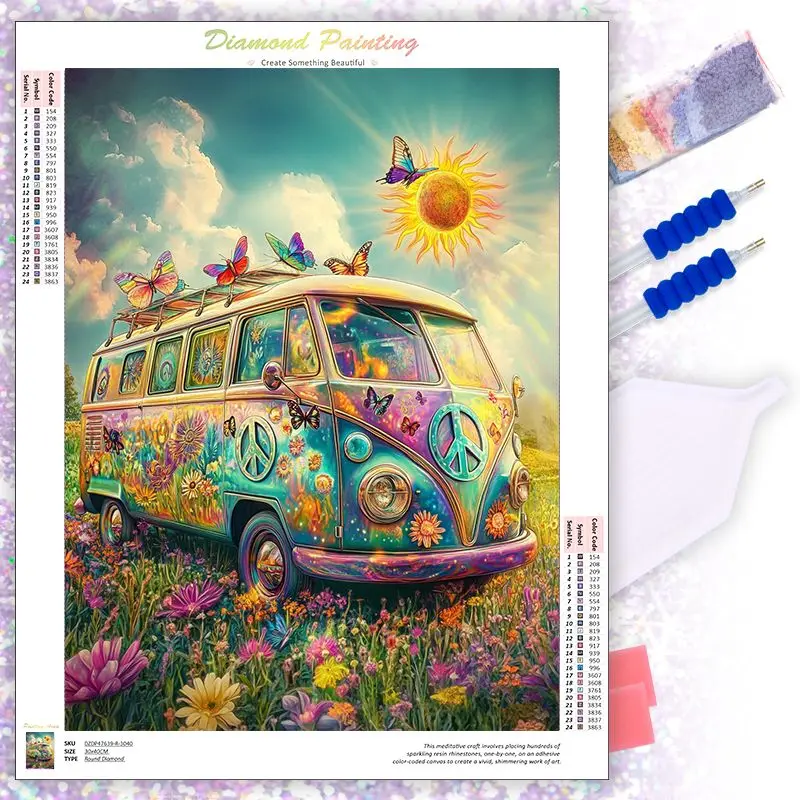 Картина из страз CHENISTORY цветы автобус вышивка крестиком настенное искусство