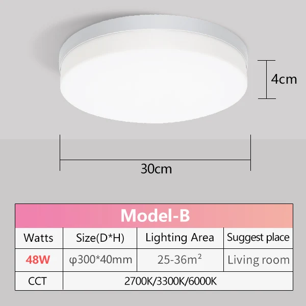 

Водонепроницаемый круглый потолочный светильник XD-1003 18W/24W/36W/48W