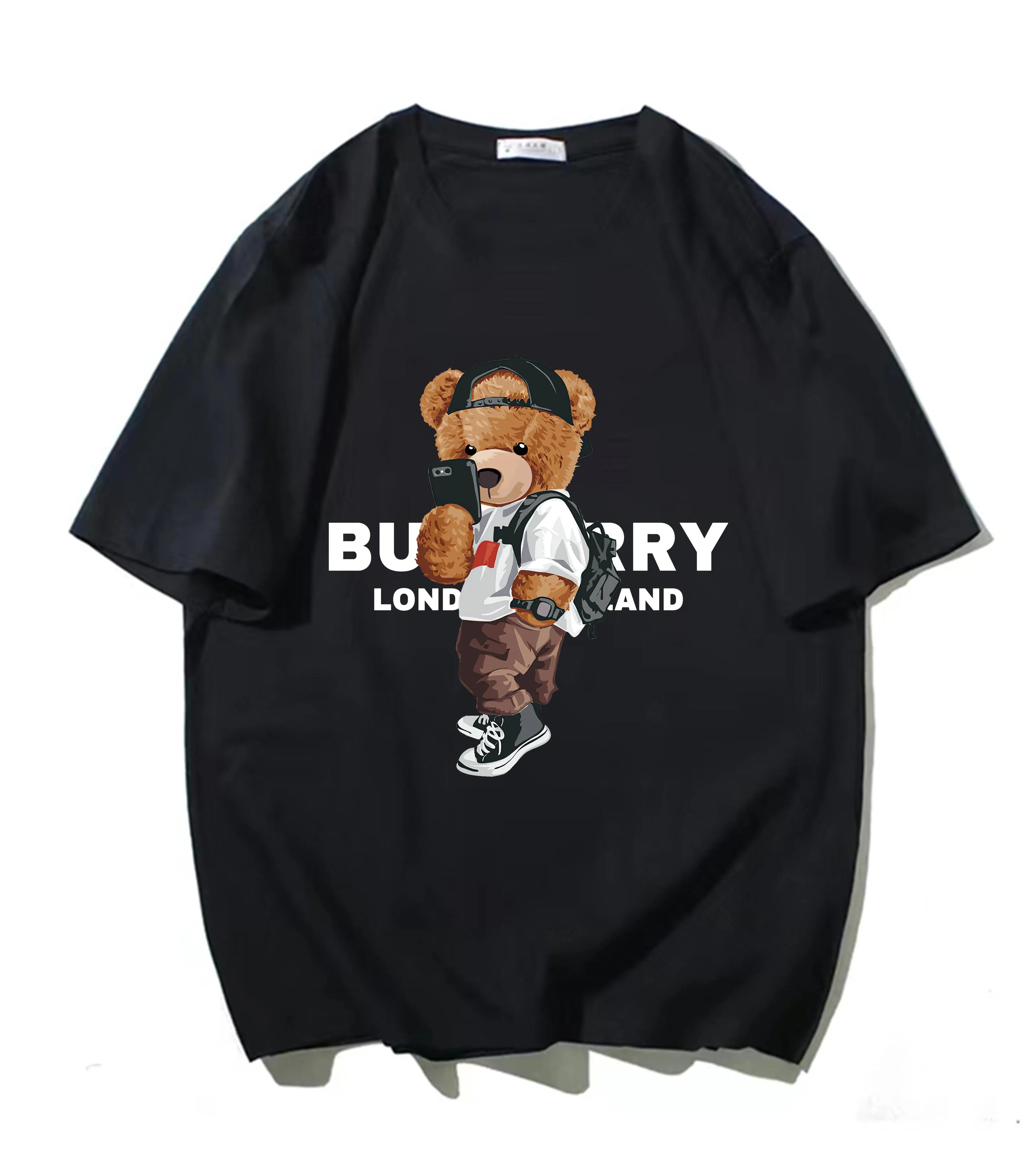 

Summer Luxury Brand Men T Shirt Cute Bear Print High Quality 100% Cotton T-shirt Short Sleeve Tee Fashion Women's Graphic Tee