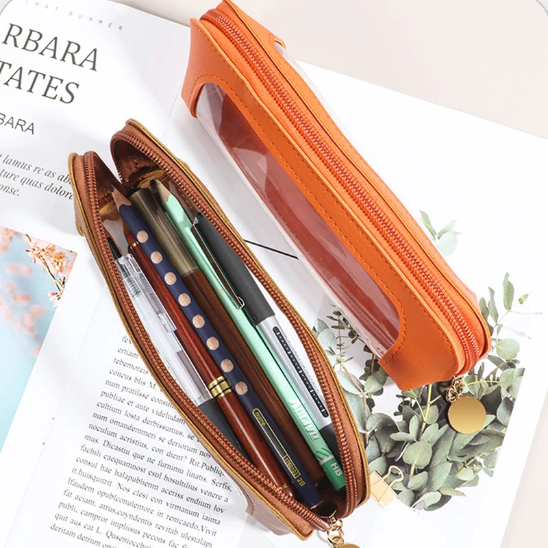 Модный чехол для ручек на молнии деловой офис милая сумка из искусственной кожи