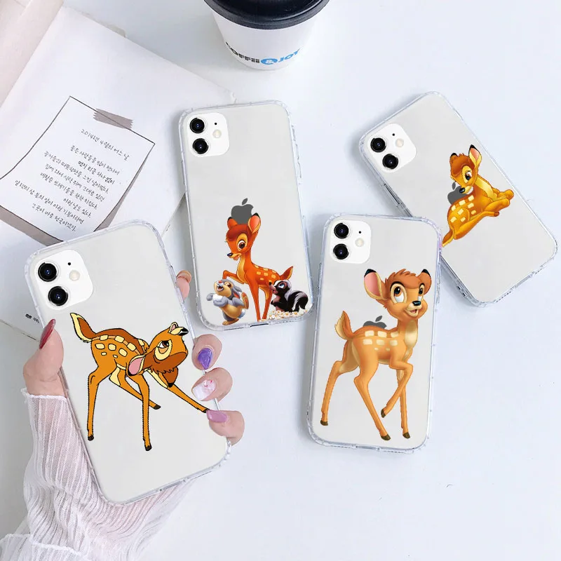 

A-30 Bambi Transparent Cutout Soft Case for iPhone 8 7 Plus 6 6S 5 5S SE X XR XS Pro Max