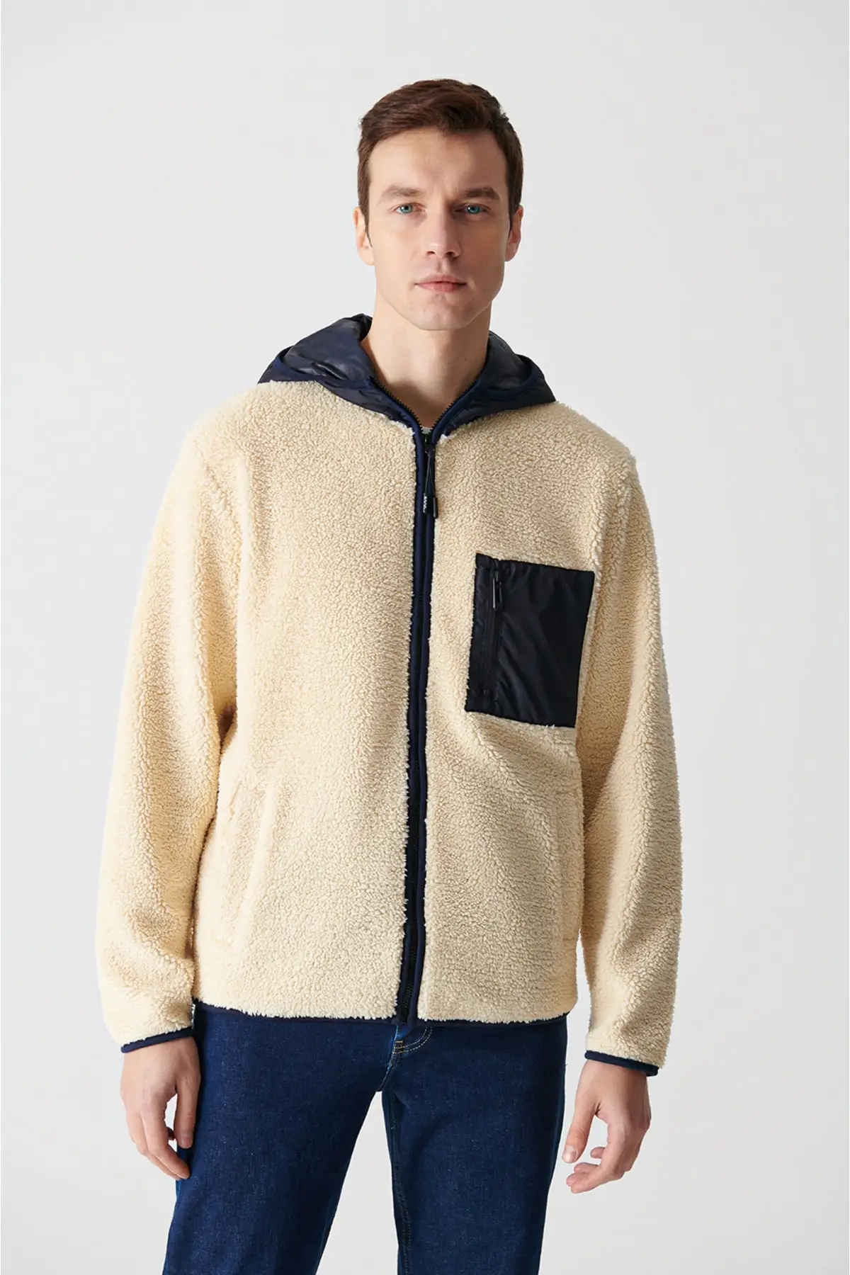 

Мужской ошейник с капюшоном серо-бежевого цвета Plusus A12y6098