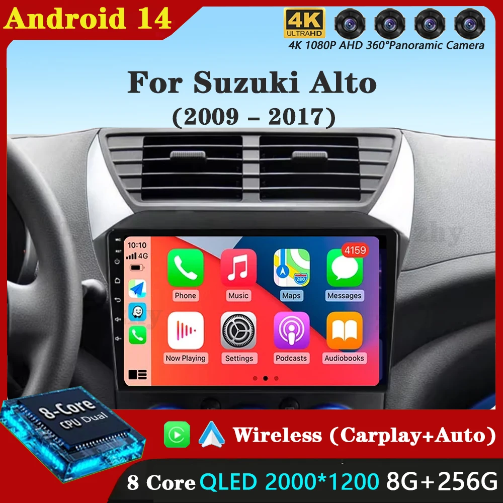 Android 14 для Suzuki Alto 2009-2016 Автомобильный мультимедийный светодиодный экран Стерео