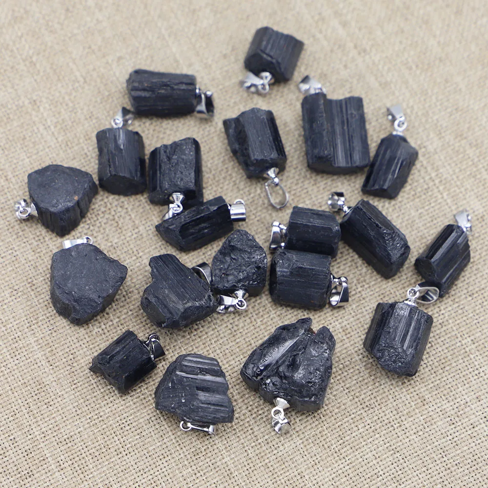 

Модные подвески из натурального камня, руда, черный турмалин, подвески рейки для мужчин и женщин, ожерелье, изготовление ювелирных изделий оптом 20 шт.