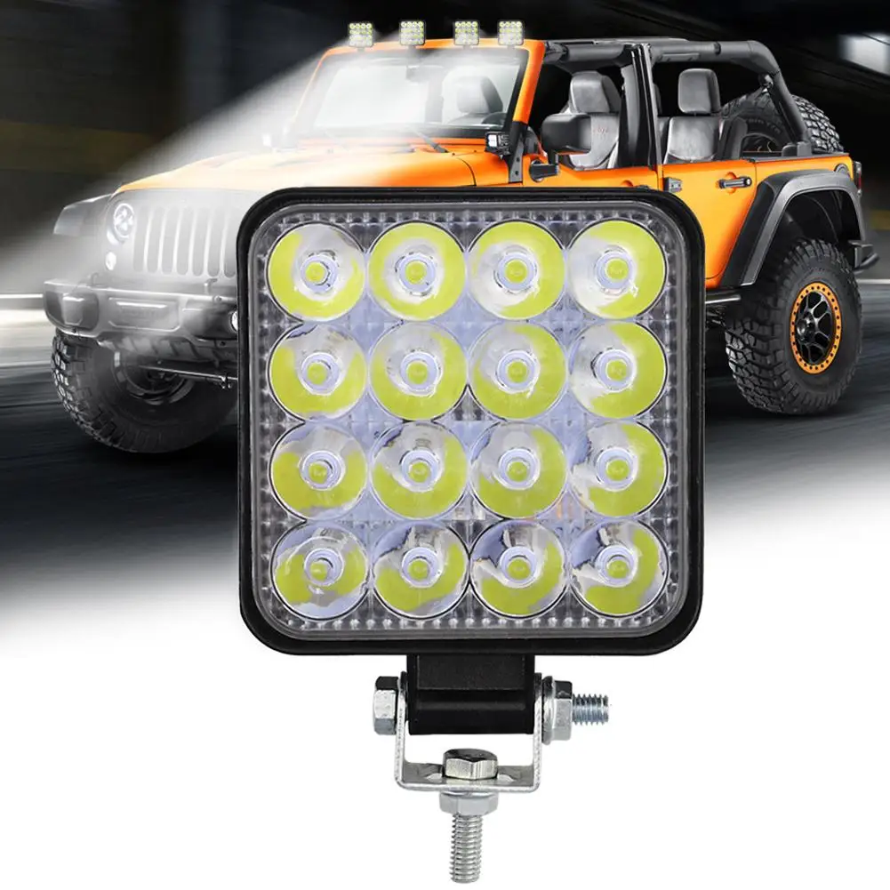 Фото 1 шт., 48 Вт, автомобильный светодиодный бар, рабочий фонарь MINI 16SMD, круглый квадратный рабочий фонарь, 12 В, противотуманная фара для бездорожья, для ATV, внедорожника, прожектор K3V9 №4