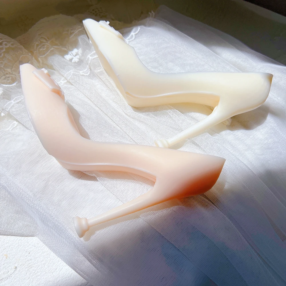 

Lady Logo High Heel Shoes Silicone Candle Mold Women's Point Toe Shoe Wax Silicone Molds Female Pump Quinceanera Decoration Tool