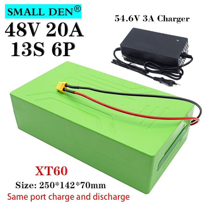 

Блок литий-ионных аккумуляторов 48 В 20 Ач 18650 13S6P тот же порт XT60 батарея для электровелосипеда 1000 Вт двигатель с портативной водонепроницаемо...