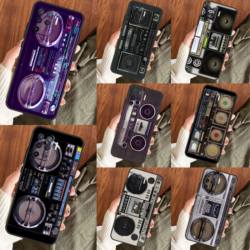 Retro Black Boombox Funda For OPPO A74 A54 A57 A53 S A96 A76 A16 A5 A9 A31 A15 A17 A77 A93 A91 A52 A72 Case