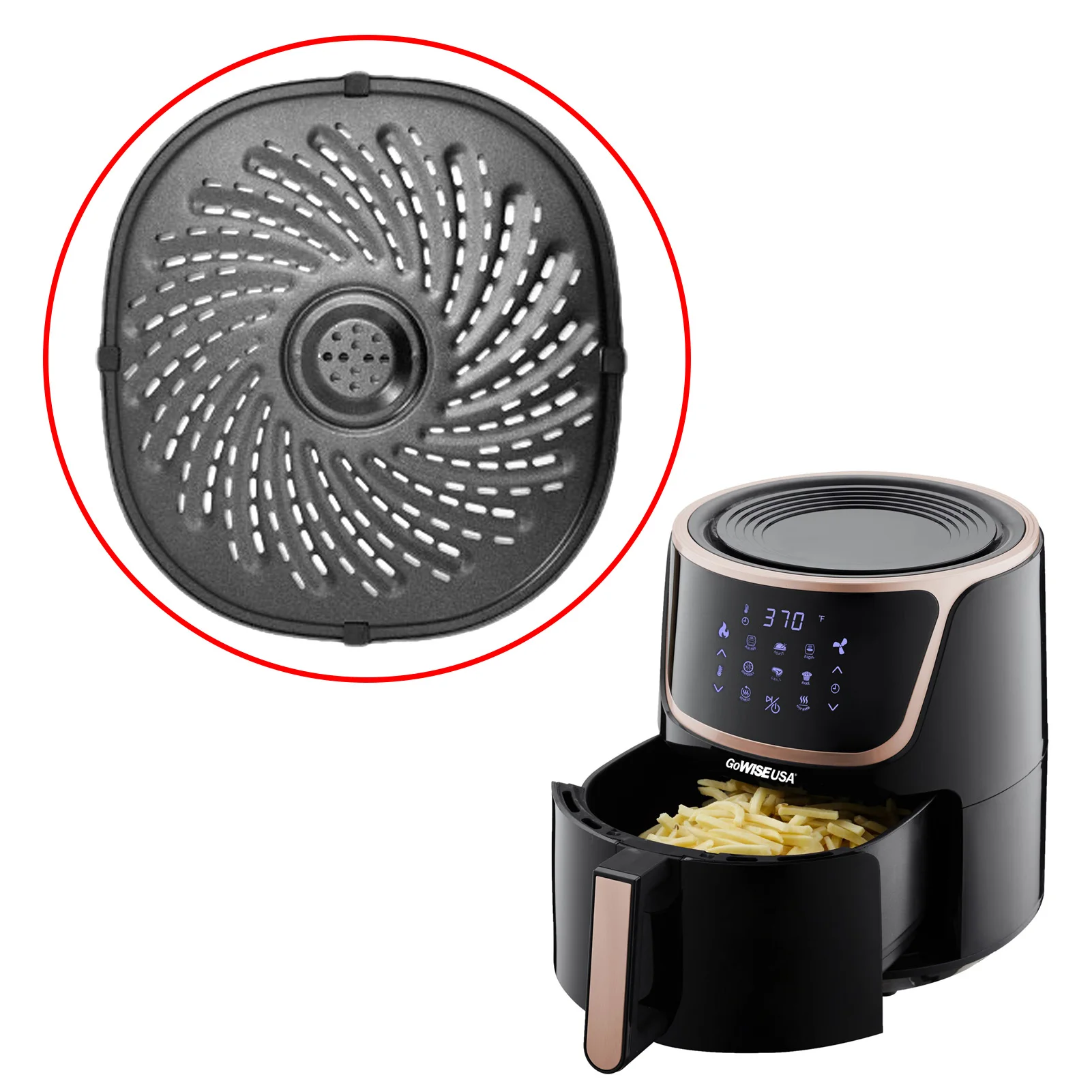 

Air Fryer Replacement Grill PanGrill Pan For 7QT Air Fryer Dishwasher Safe 9.2x10 Inch Steel Bakeware For Dining Fried Barbecue