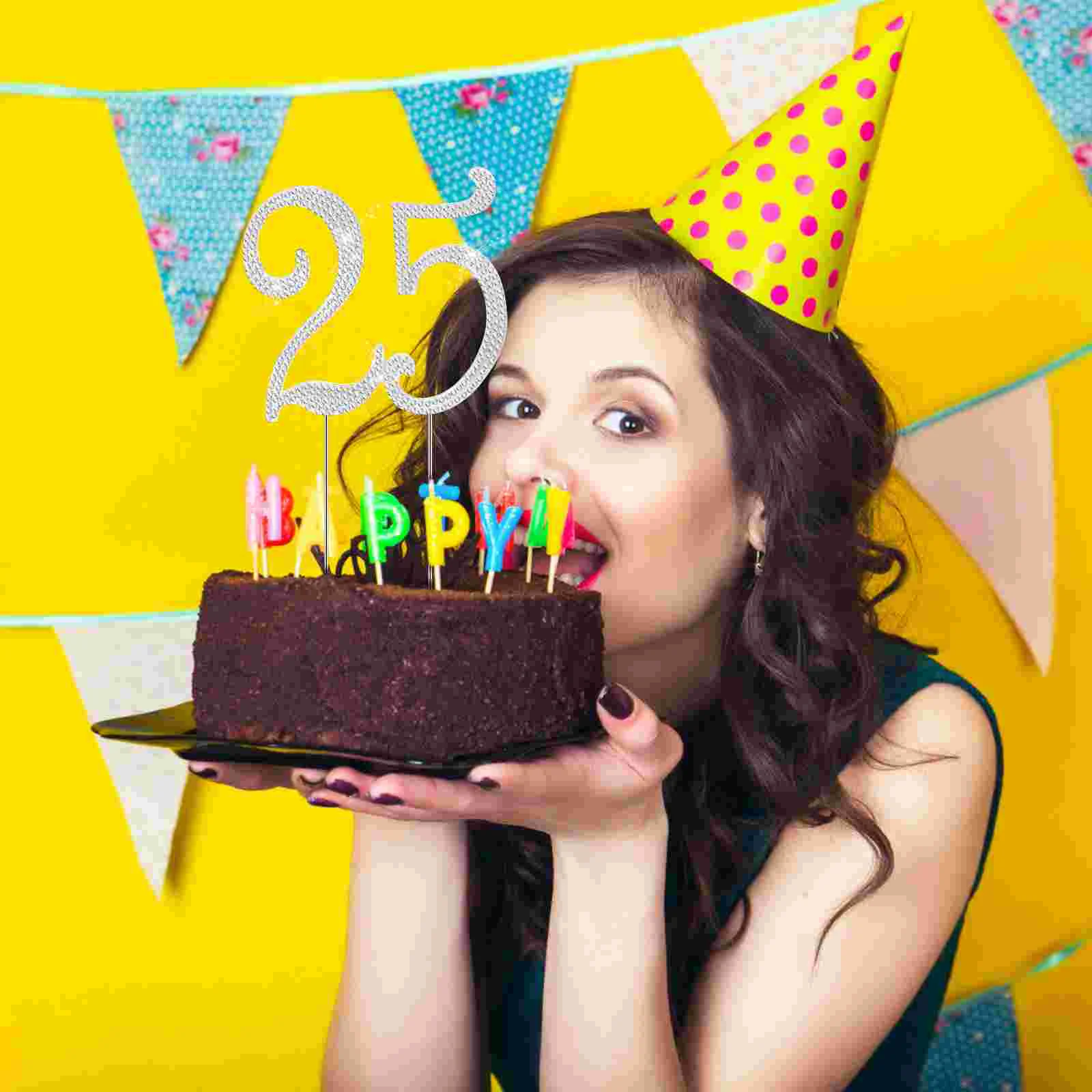 STOBOK Bling 25 топпер для торта вечеринка по случаю дня рождения модное украшение со