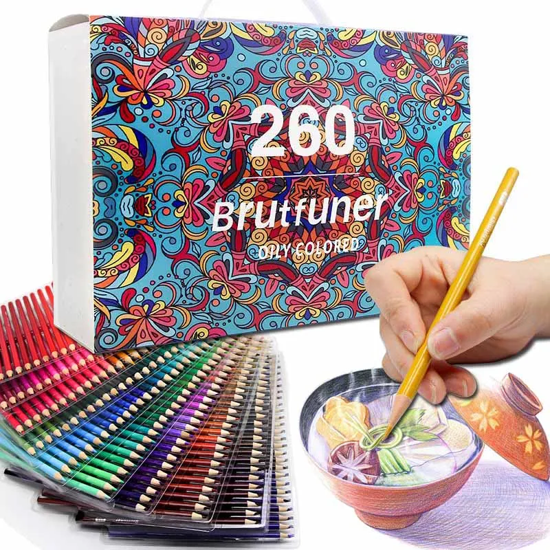 Brutfuner 260 Professional Color Pencils Drawing Coloured Colored Pencil Set Coloring Sketch Pencil School Art Supplies