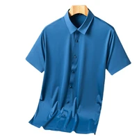 new seamless non iron elastic high end mens short sleeved shirt four way elastic business silky daily all match mens shirt top
