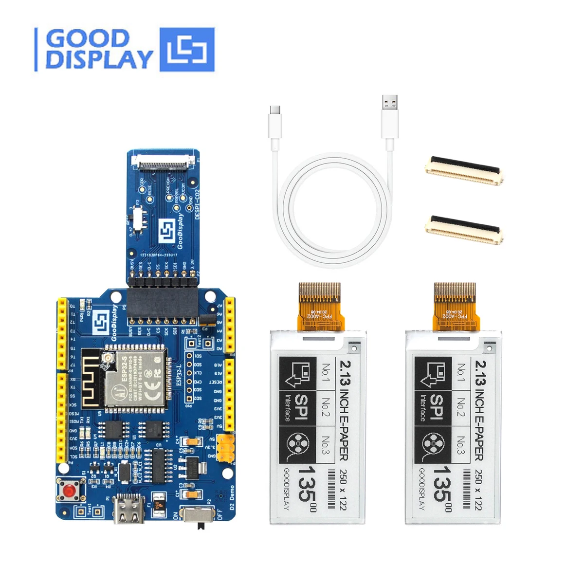 

Fast Refresh 2.13 Inch Hd 250x122 Eink Display ESP32 Module Small Screen Spi Epaper, GDEY0213B74+ESP32-L(C02)