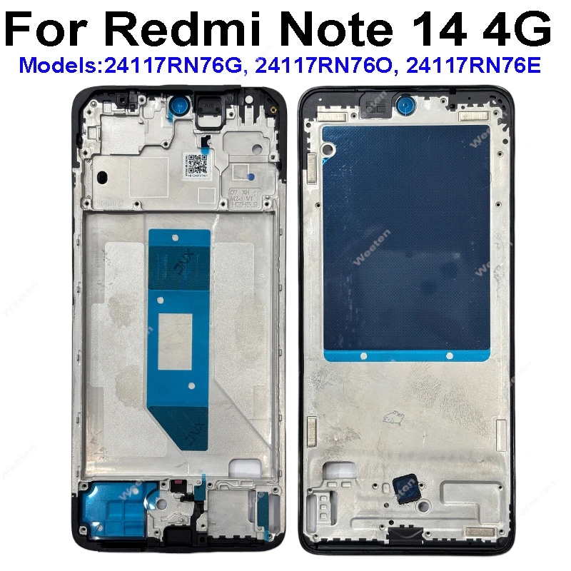 Фото Прецизионный корпус средней рамки для Xiaomi Redmi Note 14 4G, профессиональный ремонт телефона, сменный компонент, стабильная рамка №3