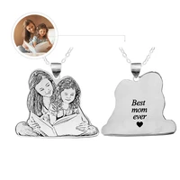 nokmit custom photo necklaces for women men with stainless steel chain personalized engraved picture pendant family jewelry gift