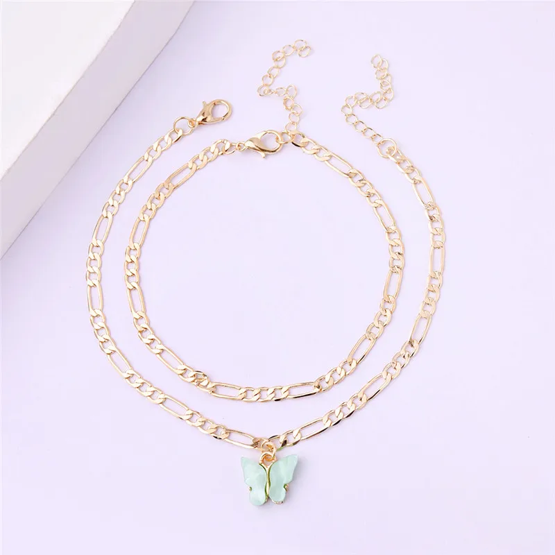 Huitan 8 цветов акриловый браслет на ногу с бабочкой для женщин Модный Новый стиль для девушек аксессуары для лодыжки эффектные ювелирные изделия