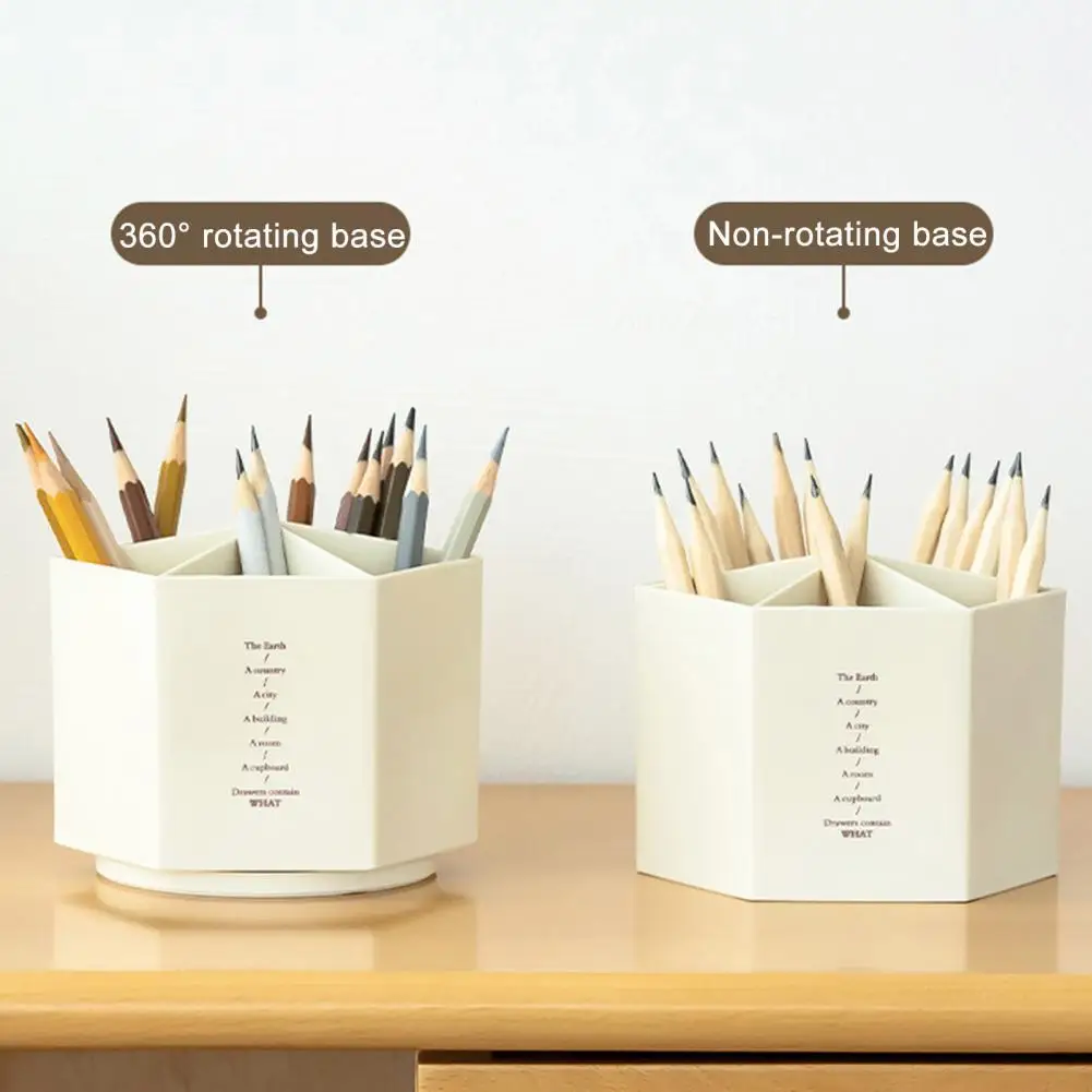 

Reliable Pen Holder Non-deforming Dustproof Pen Pot 360 Degree Rotation Pencil Holder