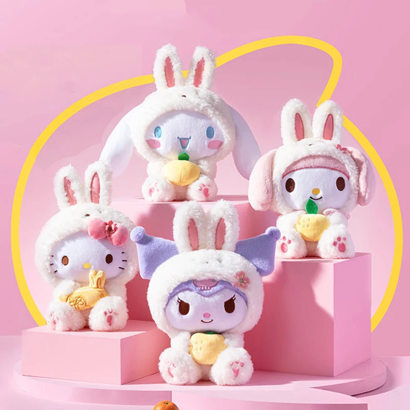 

2023 New Sanrios Rabbit Hellokitty Cinnamoroll Soft Plush Doll 30Cm Cartoon Melody Plushies Kawaii Kuromi Girls Home Decor Toys