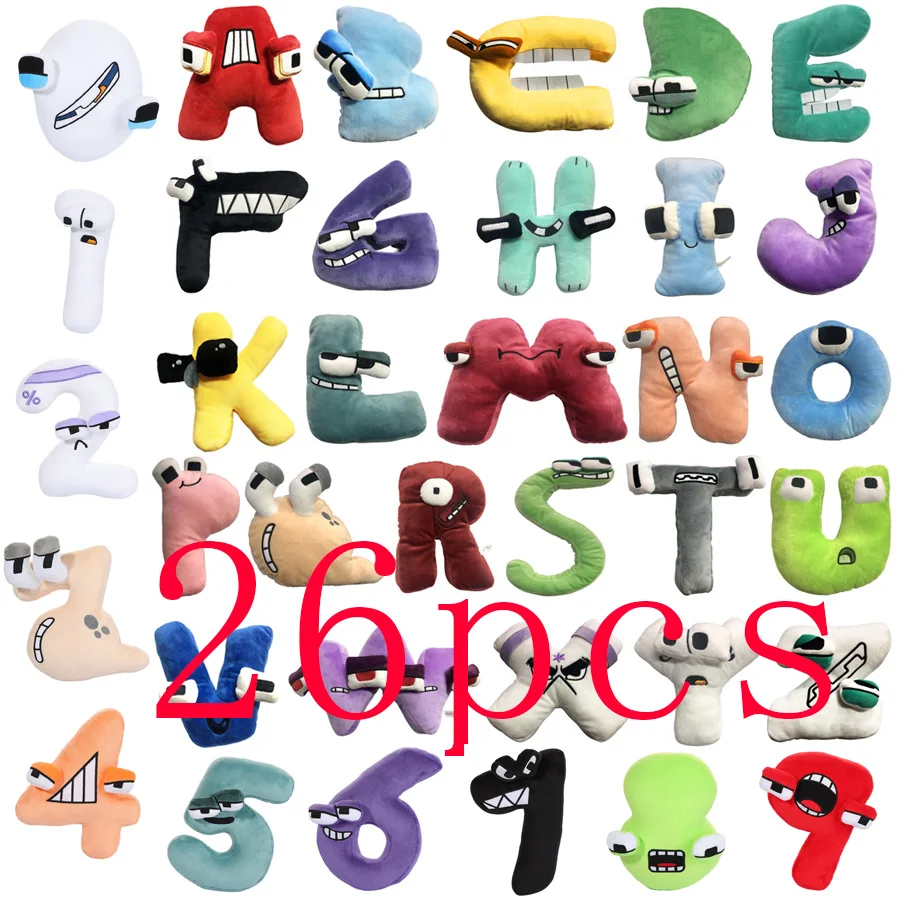 

26pcs Alphabet Lore Plush Toy Stuffed Plushie Doll Toys Gift for Children 26 English Letters（A-Z-0-9) Toy Kids Birthday Gift