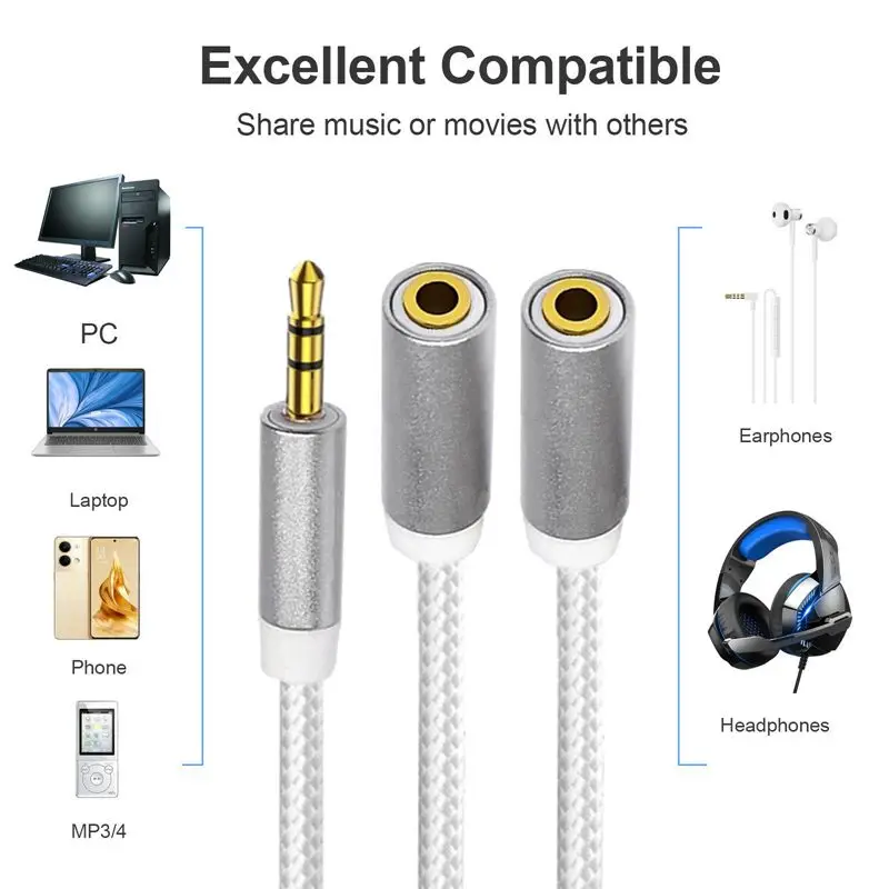 Позолоченная металлическая оболочка хлопковая сетка DC3.5 мм 3-полюсный аудио