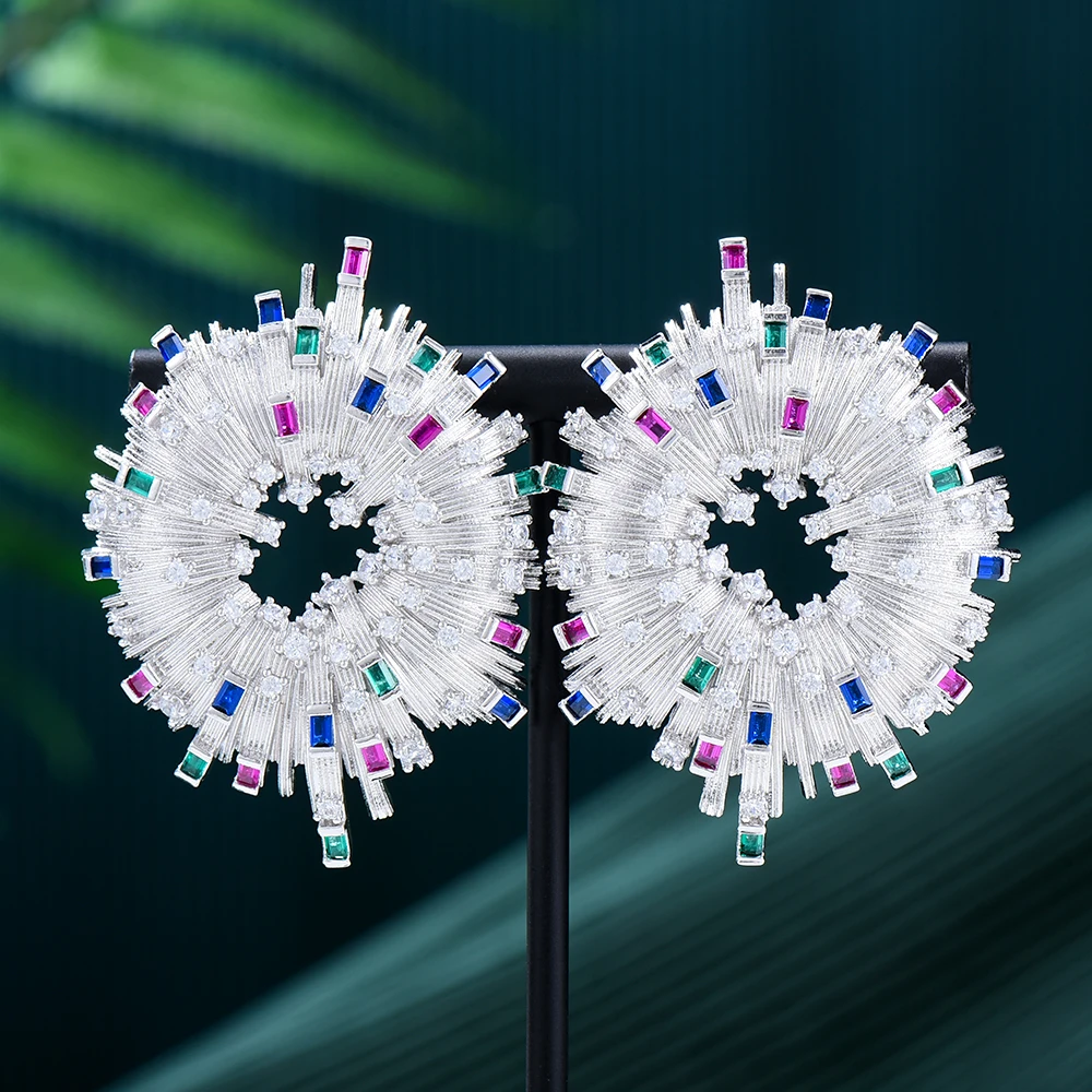 

Soramoore Charm Round Big Earrings for Women Wedding Cubic Zircon Fashion Engagement Party Jewelry pendientes mujer moda