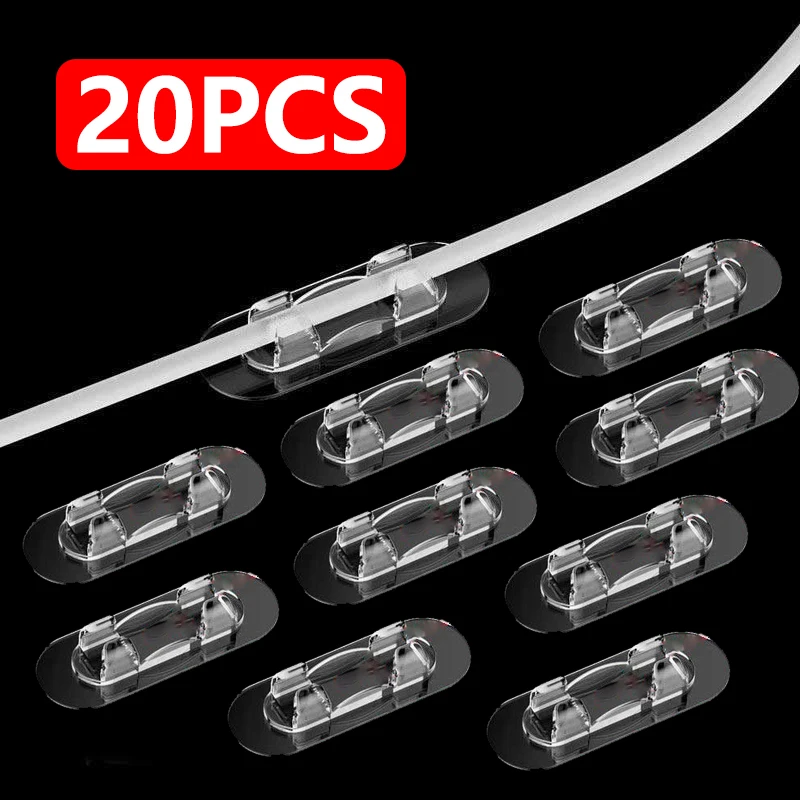 

20-1PCS Self-adhesive Cable Organizer Clips For USB Charging Data Cord Household Wire Desktop Management Line Clamp Manager
