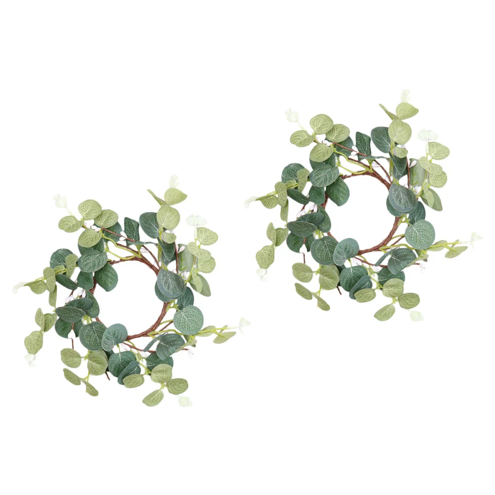 

2 Pcs White Table Decor Festival Ring Lavender Gifts Women Christmas Rings Small Spring Wreath Easter Pillar