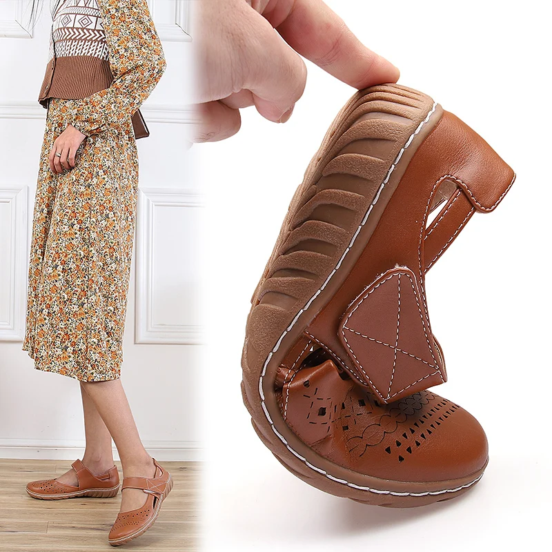 Summer Round Toe Travelling Women Walking Style Shoes Ladies Flats