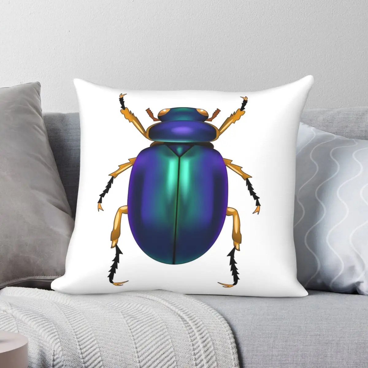 

Egyptian Scarab Beetle Square Pillowcase Polyester Linen Velvet Creative Zip Decor Pillow Case Bed Cushion Cover