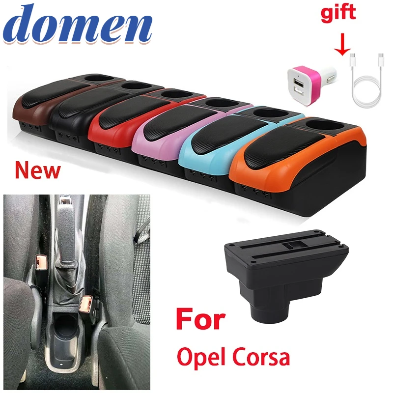 

For Opel Corsa Armrest box For Opel Corsa D Car armrest backrest Interior parts storage box Retrofit parts USB Car accessories
