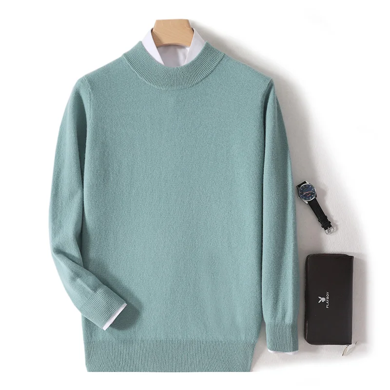 Классические мужские вязаные толстые базовые Топы с длинным рукавом и высоким