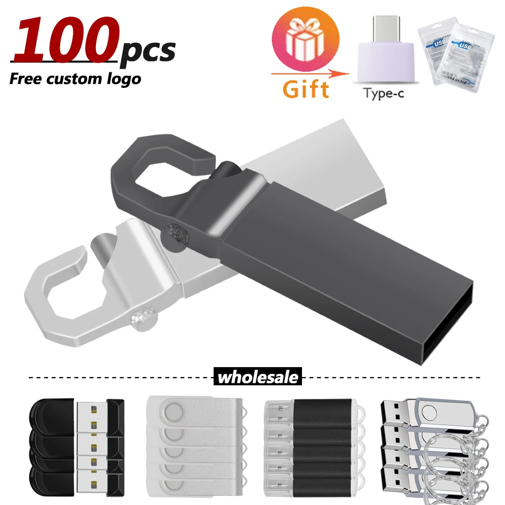 

USB флеш-накопитель с бесплатным логотипом на заказ, 4 ГБ, 8 ГБ, 100, высокоскоростной флеш-накопитель, 16 ГБ, 32 ГБ, 64 ГБ, 2,0 ГБ, металлические usb-накоп...