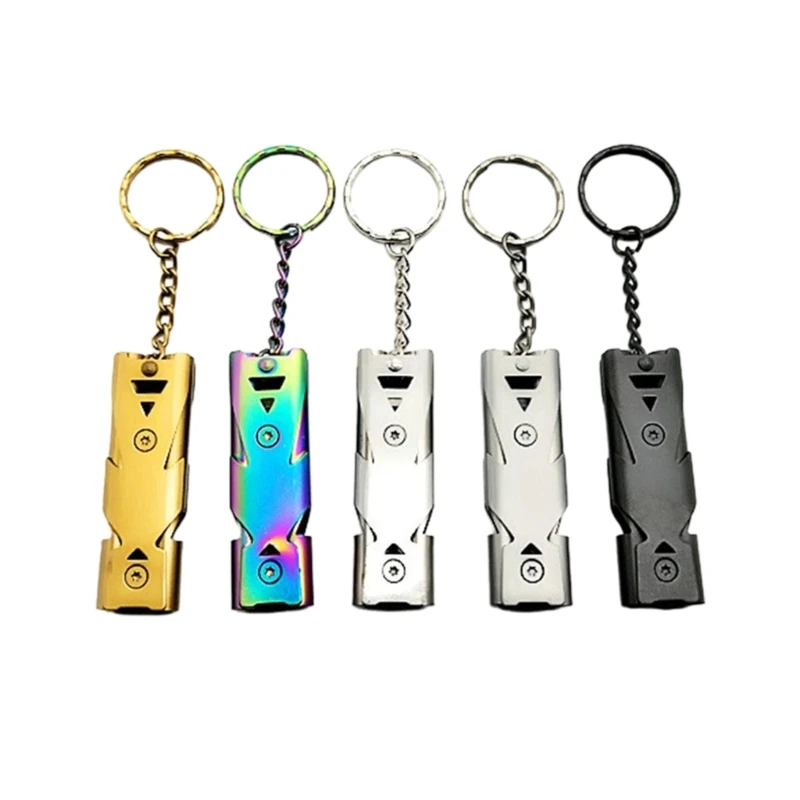 

Высокий децибел-SOS двойной трубчатый свисток брелок для чарлидинга аварийный многофункциональный инструмент