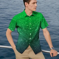 printed short shirts new summer mens slim fit high end short sleeve shirts brand mens cardigan green top short sleeved men