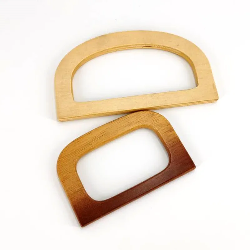 

New Simple Bag Handle Tote Wooden Circle Handle Handcrafted Bag Accessory Wooden Root Handle Gradient DIY Wooden Rectangle