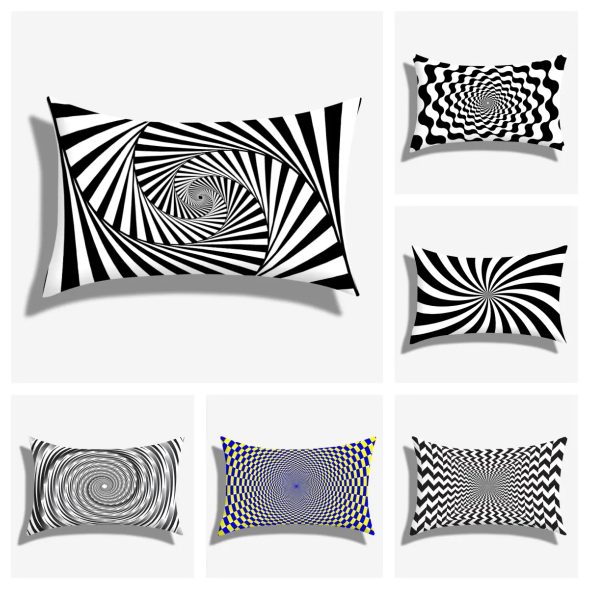 

Black and white spiral pillow covers ，30x50 40x60 cushion cover，Pillow covers decorative， home decor ，Customize your own pattern