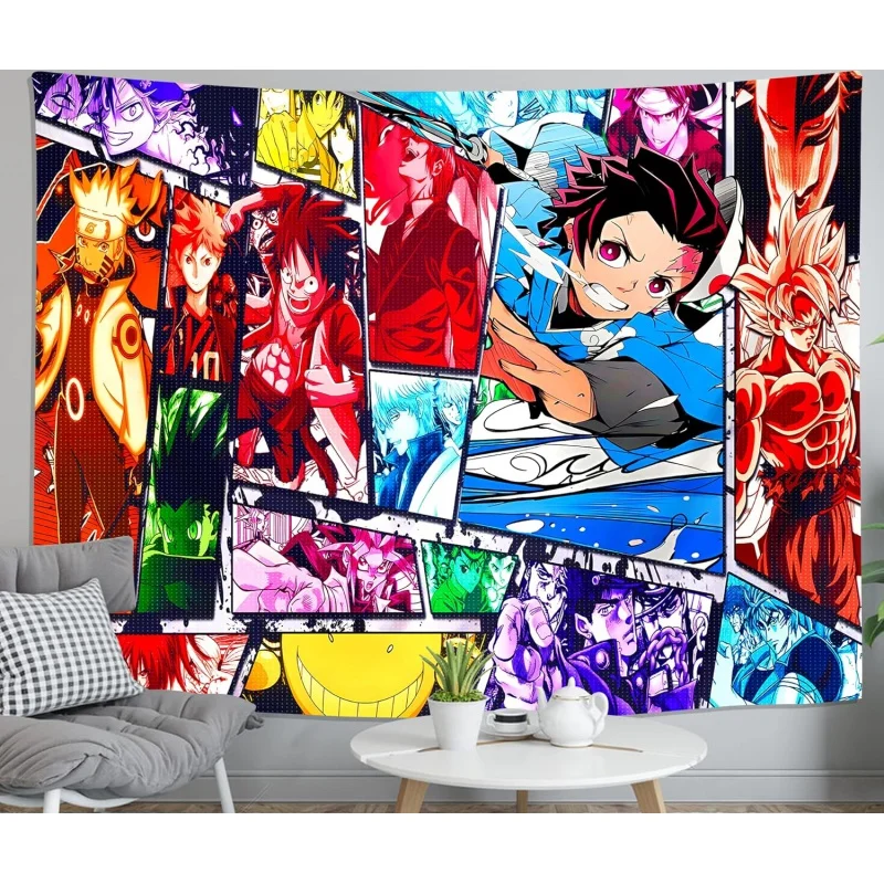 

Classic Japanese Anime Tapestry Poster, Puzzle Tapestries for Dormitory, Bedroom, Living Room, Party Decoration, Throw Blanket