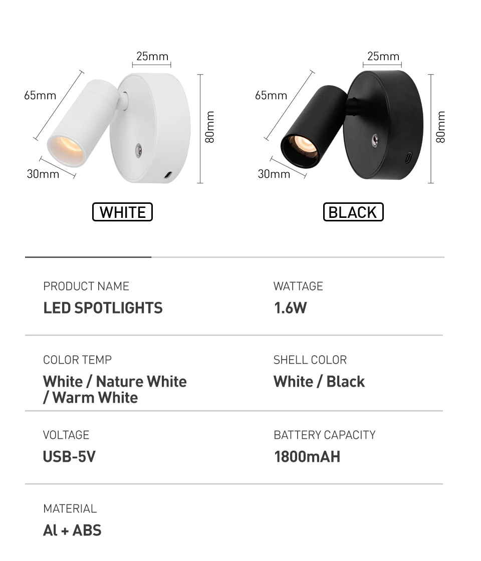 Перезаряжаемая настенная лампа без проводки беспроводной прикроватный