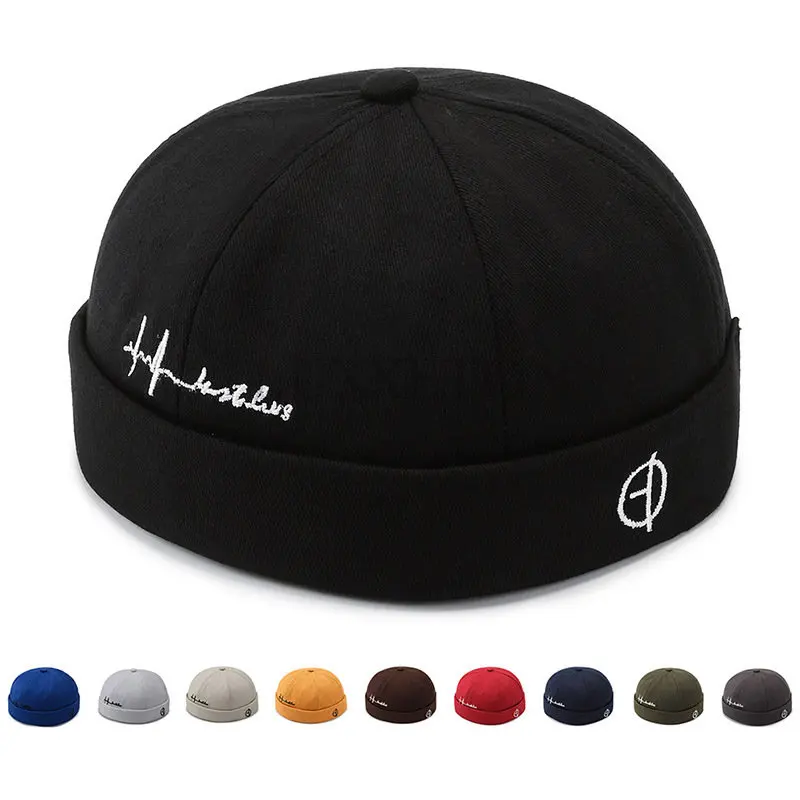 

Men Cotton Brimless Skullies Cap Vintage Dome Hat Solid Street Portable Hats Summer Multipurpose Beanie Hat Hip Hop Hats Fashion