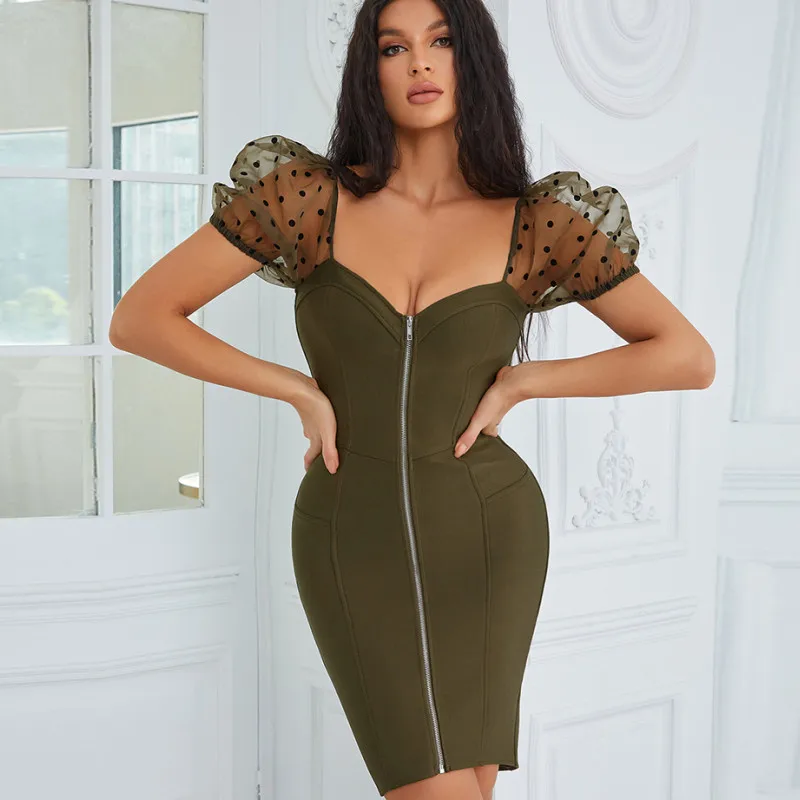

2022 Women Sexy V Low-cut Slim Backless Bandage Dress Elegant Bodycon Mini Buttock Wrapping Celebrity Paety Dress