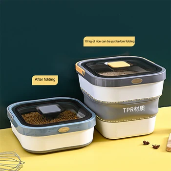 Foldable Kitchen Container 10KG Bucket Nano Insect Moisture-Proof Rice Box Grain Sealed Jar Home Storage Pet Dog Food Store Box 1