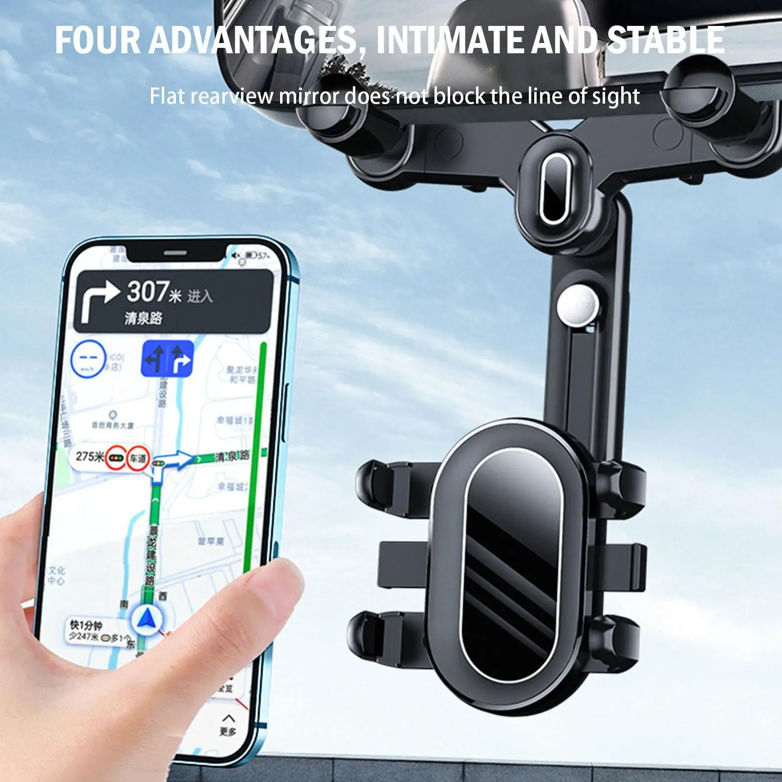 

Car Phone Holder Universal 360° Rotatable Retractable Car Phone Holder Rearview Mirror Mobile Stand Smartphone GPS Car Support
