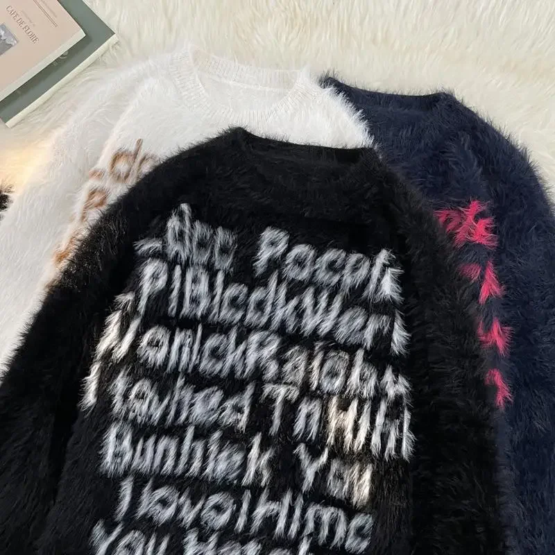 Повседневный вязаный свитер в американском стиле утолщенный пуловер свободного