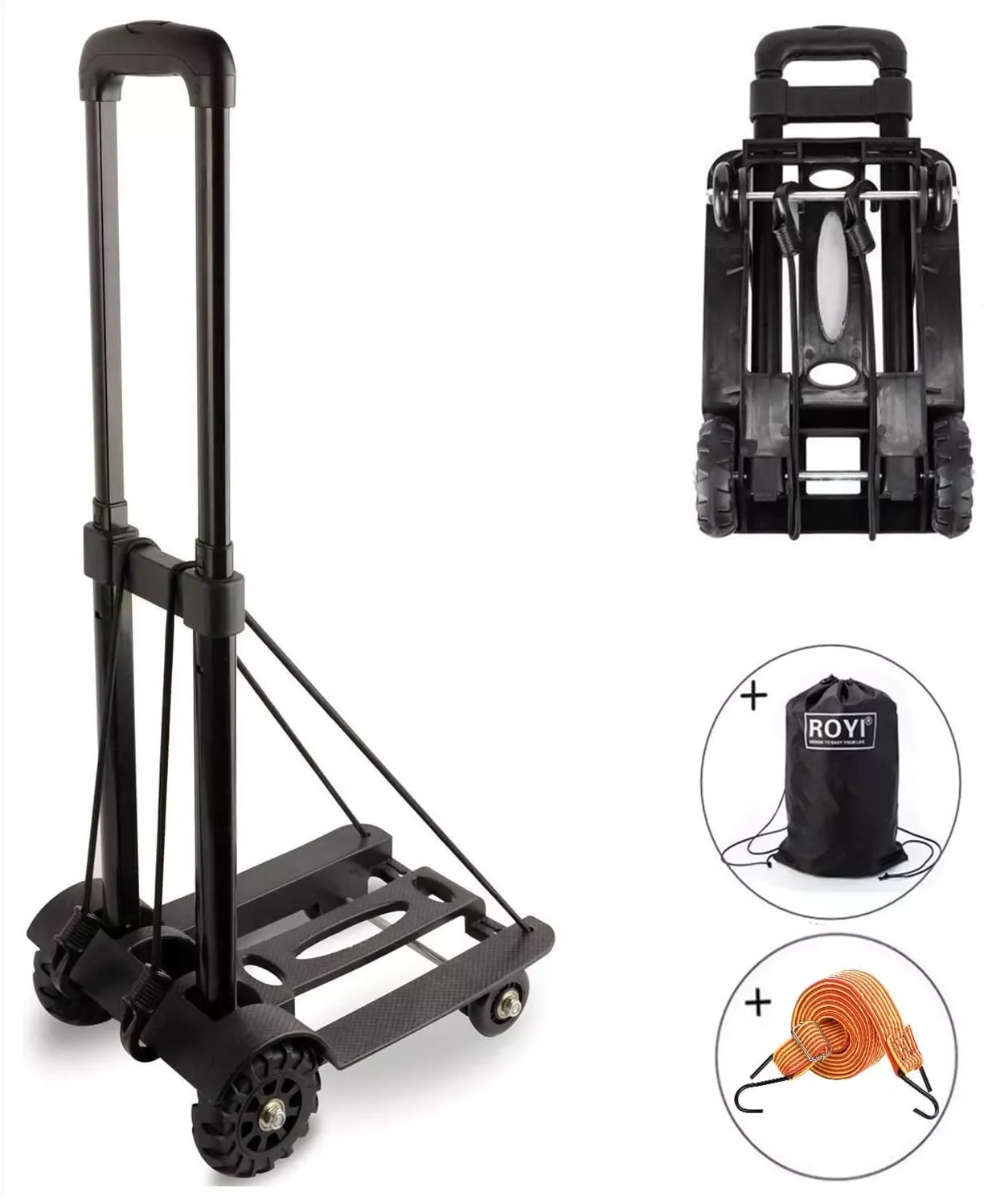 

NEW2023 70kg/155 lbs Heavy Duty Foldable Hand Truck 4 Wheel Trolley Cart Compact Lightweight