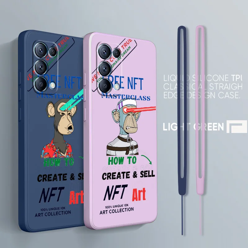 

Little Monkey NFT For OPPO Find F21 X6 X5 Pro X3 Pro X2 Neo 7Z 6 5 4Z 2Z SE Lite Pro 4G 5G Liquid Rope Phone Case