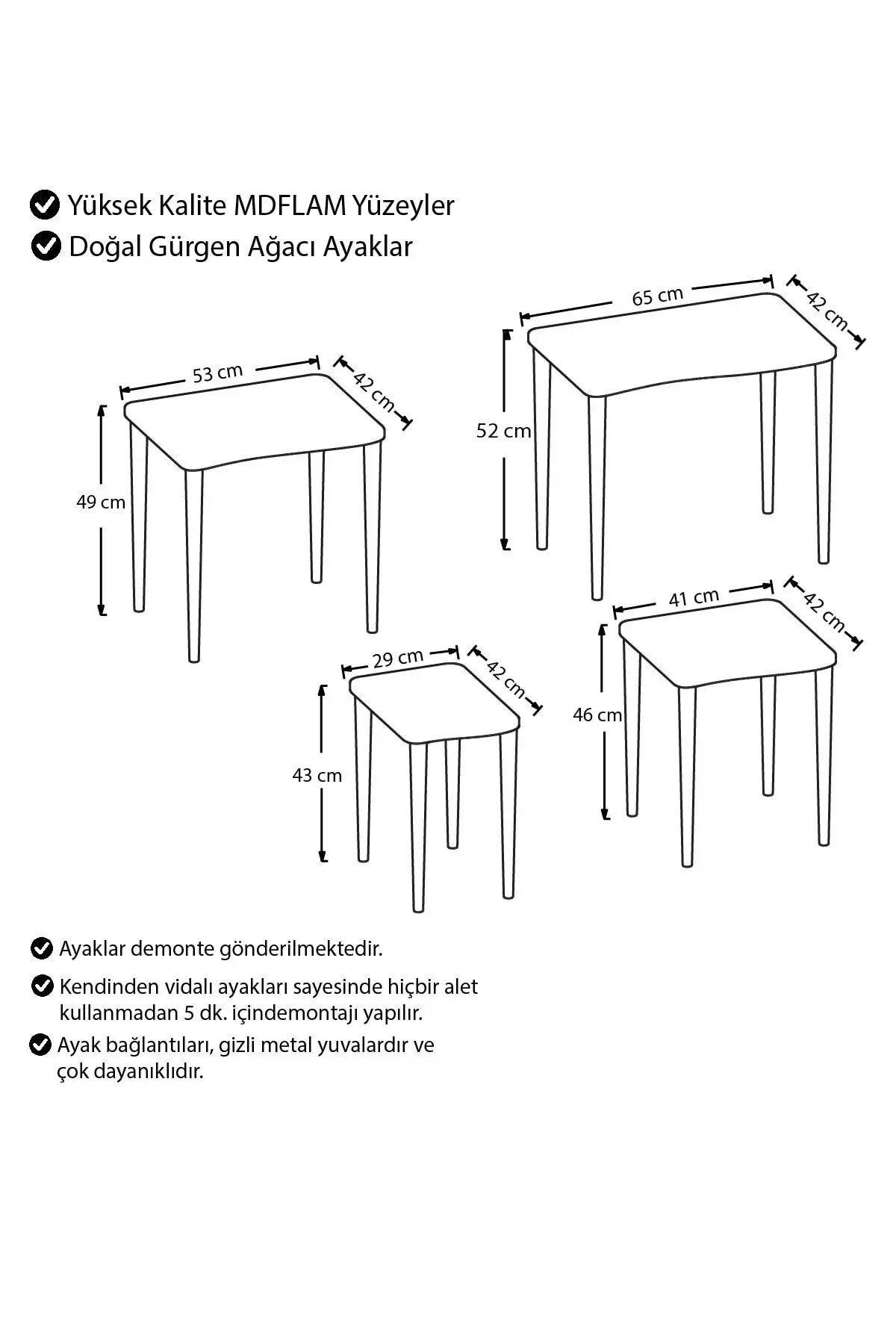 

Modern Swan Series Mdf Zigon Coffee table Set-4 Pcs coffe table